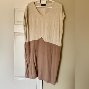 Cokluch Shift Dress - Beige and Pink, Pockets